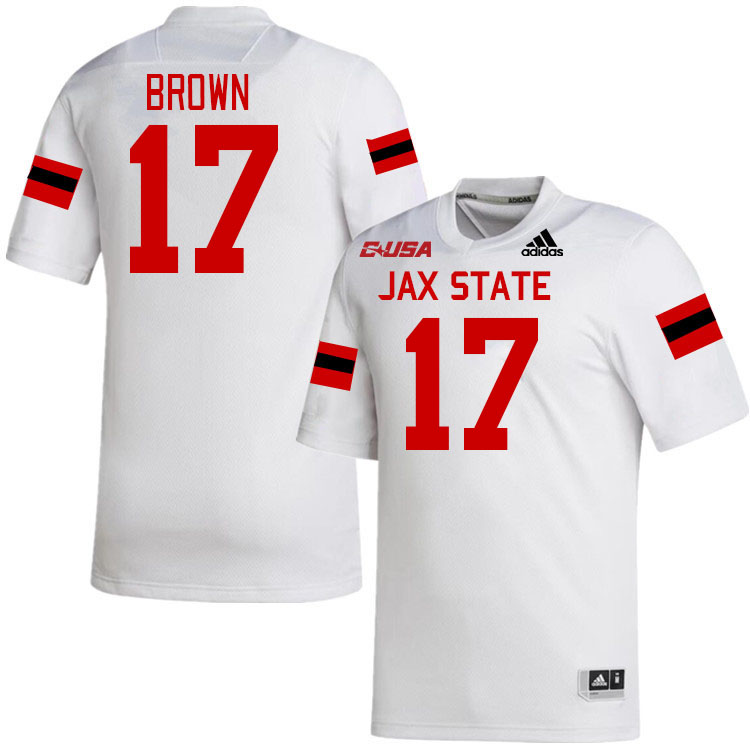 #17 Sean Brown Jacksonville State Gamecocks College Football Jerseys Stitched-White